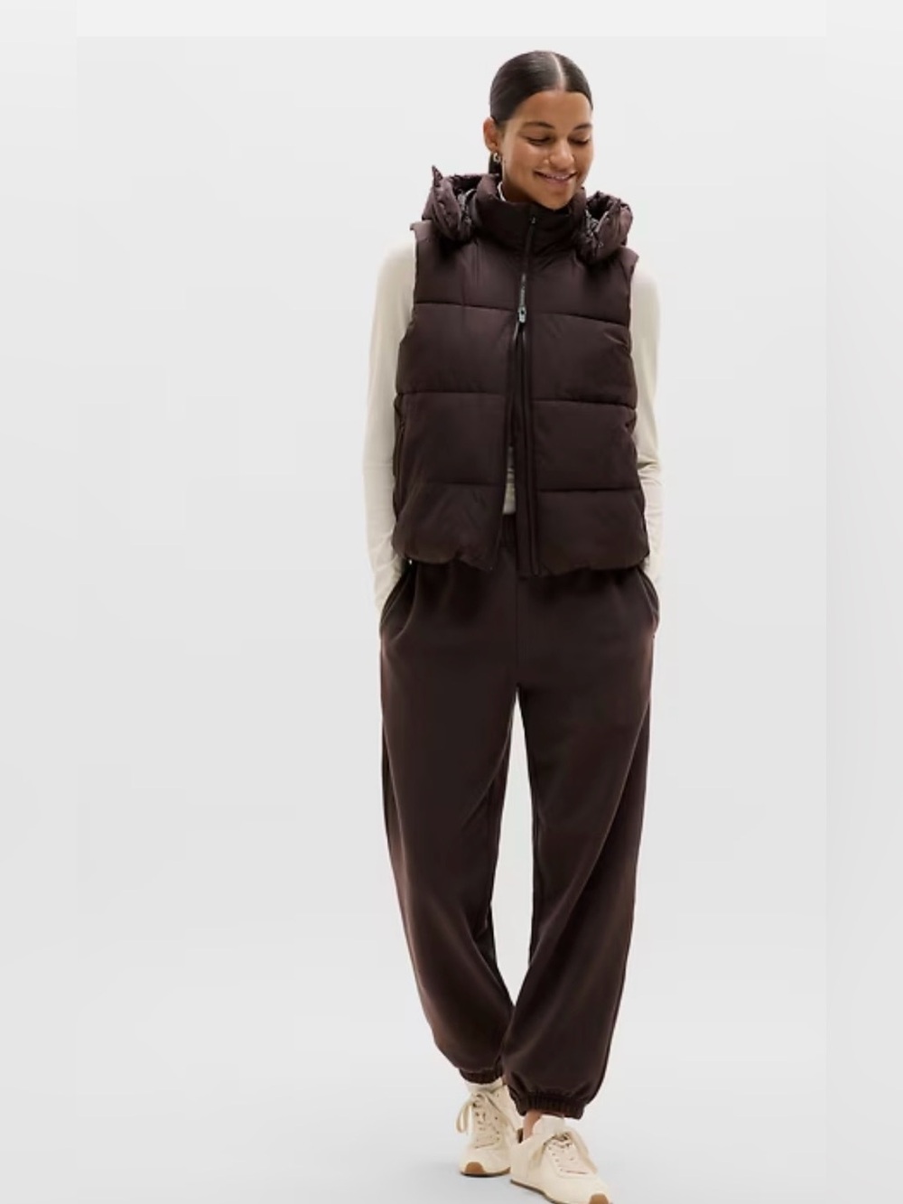 NWT-Athleta Truffle Stratus Puffer Vest,Large